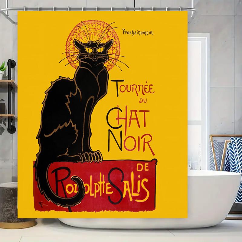 Touring Cat Shower Curtain Decorative Bath Shower Curtain With Black Cat And Vintage French Poster Design For Bathroom Decoratio W60H190(CM)-1 Pcs
Touring Cat Shower Curtain Decorative Bath Shower Curtain With Black Cat And Vintage French Poster Design For Bathroom Decoratio W60H190(CM)-1 Pcs
