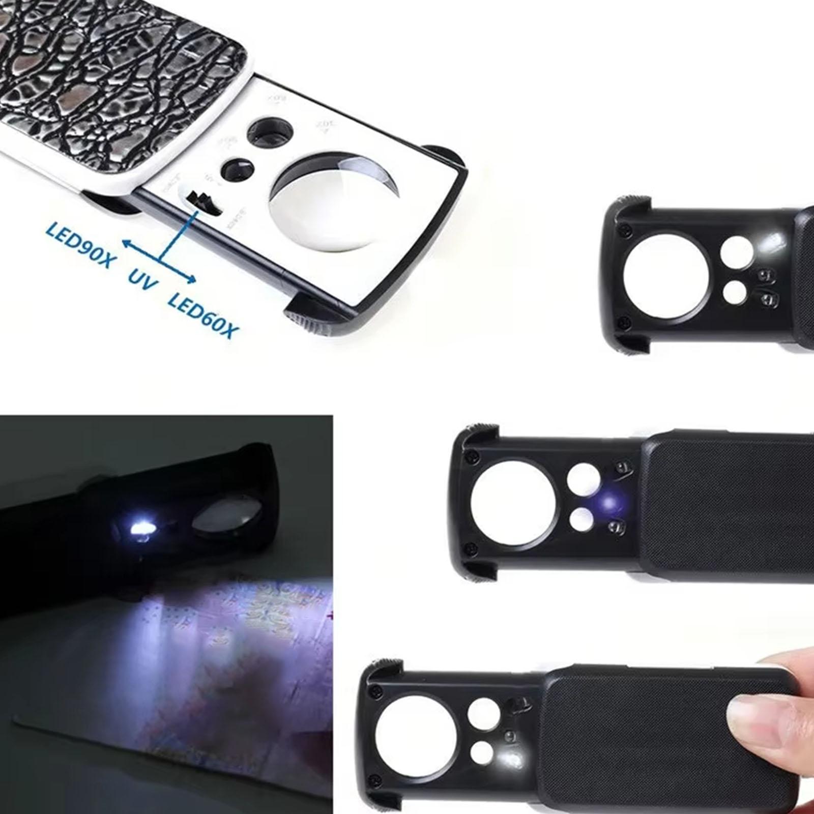 Slide Out LED Magnifying Glass 30X 60X 90X with UV Light Jewelry Loupe Magnifiers for Jewelry Coins Stamps & Antiques
Slide Out LED Magnifying Glass 30X 60X 90X with UV Light Jewelry Loupe Magnifiers for Jewelry Coins Stamps & Antiques