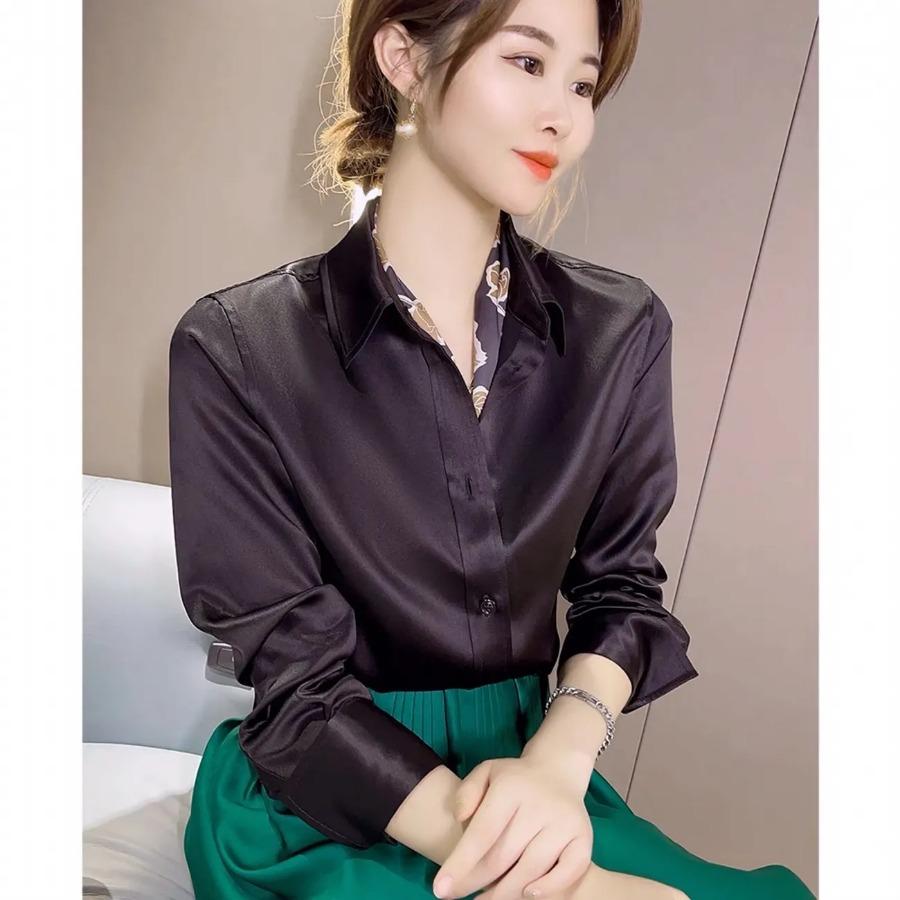 Рубашка с длинным рукавом из искусственного шелка для женщин, весенне-осенняя атласная блузка, офисная рубашка на пуговицах с лацканами XXL
Рубашка с длинным рукавом из искусственного шелка для женщин, весенне-осенняя атласная блузка, офисная рубашка на пуговицах с лацканами XXL
