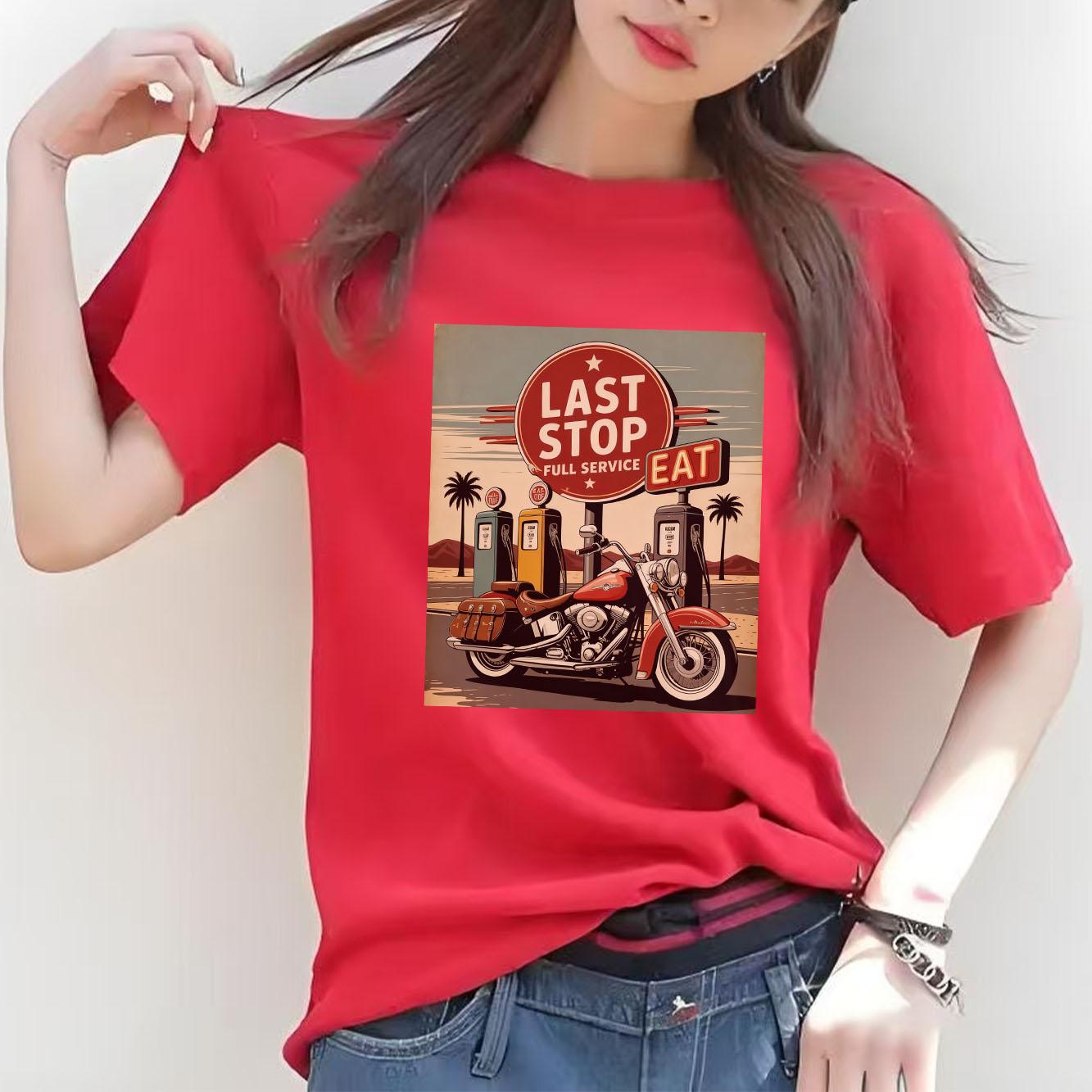 Retro gas station American printed Womens short sleeved Tshirt summer round neck versatile for daily use 4XL
Retro gas station American printed Womens short sleeved Tshirt summer round neck versatile for daily use 4XL