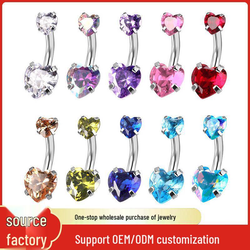 Heart-shaped Colorful Zircon Navel Rings - European & American Design in Titanium Steel
Heart-shaped Colorful Zircon Navel Rings - European & American Design in Titanium Steel