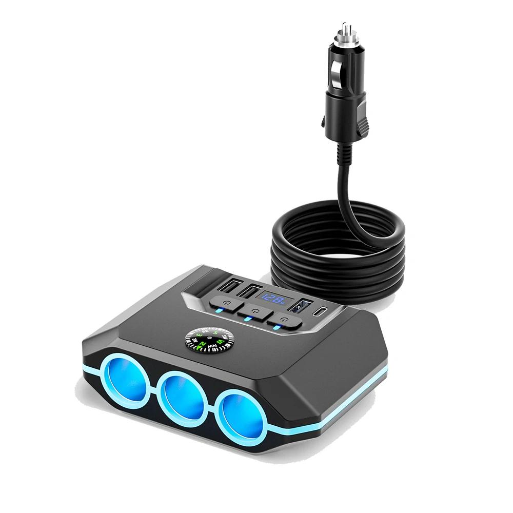 Автомобильный разветвитель прикуривателя 120 Вт Авто 3 USB PD розетка питания 12-24 В со светодиодным цифровым дисплеем и компасом Автомобильное зарядное устройство чёрный
Автомобильный разветвитель прикуривателя 120 Вт Авто 3 USB PD розетка питания 12-24 В со светодиодным цифровым дисплеем и компасом Автомобильное зарядное устройство чёрный