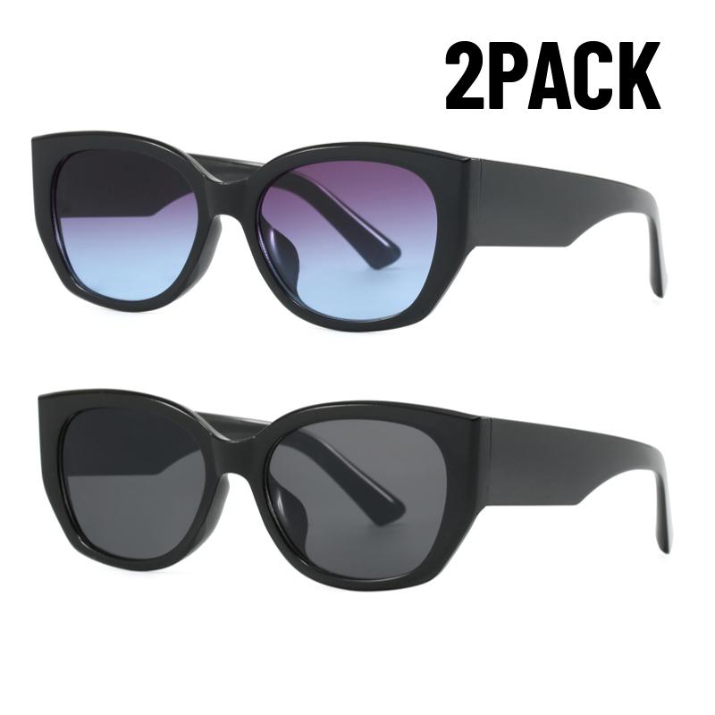 2 шт. Модные прямоугольные градиентные солнцезащитные очки Стильные многоугольные очки Большая оправа для улицы UV400 Солнцезащитные очки Белые Черные для женщин