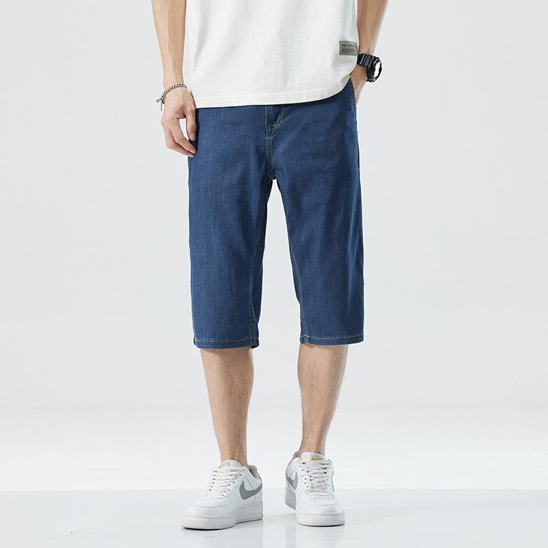 Ultra-thin Tencel denim shorts for men, cool, loose, straight, casual, versatile, cropped pants, summer trend, versatile 40 темно-синього кольору
Ultra-thin Tencel denim shorts for men, cool, loose, straight, casual, versatile, cropped pants, summer trend, versatile 40 темно-синього кольору