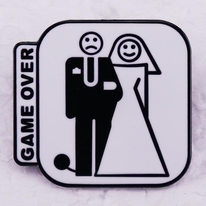 Game Over Wedding Enamel Pin: Fun Bride & Groom Badge, Perfect Engagement Gift
Game Over Wedding Enamel Pin: Fun Bride & Groom Badge, Perfect Engagement Gift