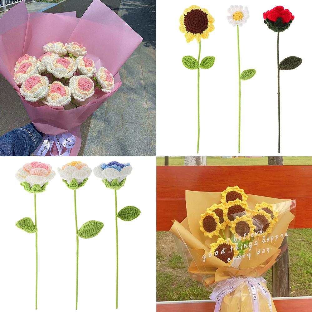 Day Gift Homemade Crochet Flowers Hand-knitted Rose Flower Sunflower Braided Flower Daisy Bouquet
Day Gift Homemade Crochet Flowers Hand-knitted Rose Flower Sunflower Braided Flower Daisy Bouquet