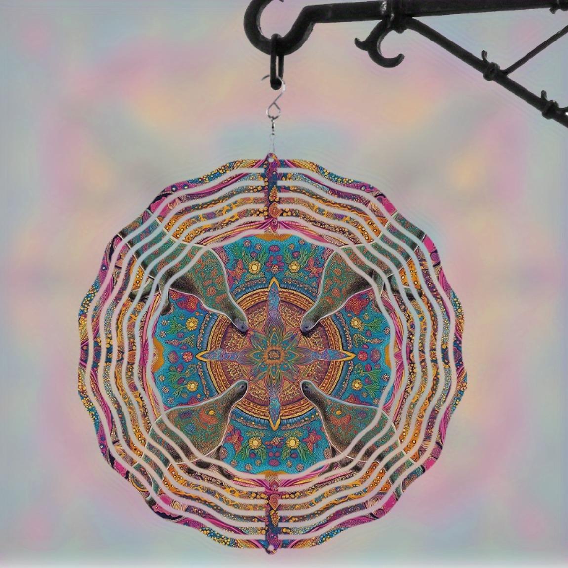 10 Inch Colorful Metal Wind Chime with 360 Degree Rotating Hook Mandala Design for Outdoor Garden Balcony Spring Summer Decor 01A
10 Inch Colorful Metal Wind Chime with 360 Degree Rotating Hook Mandala Design for Outdoor Garden Balcony Spring Summer Decor 01A