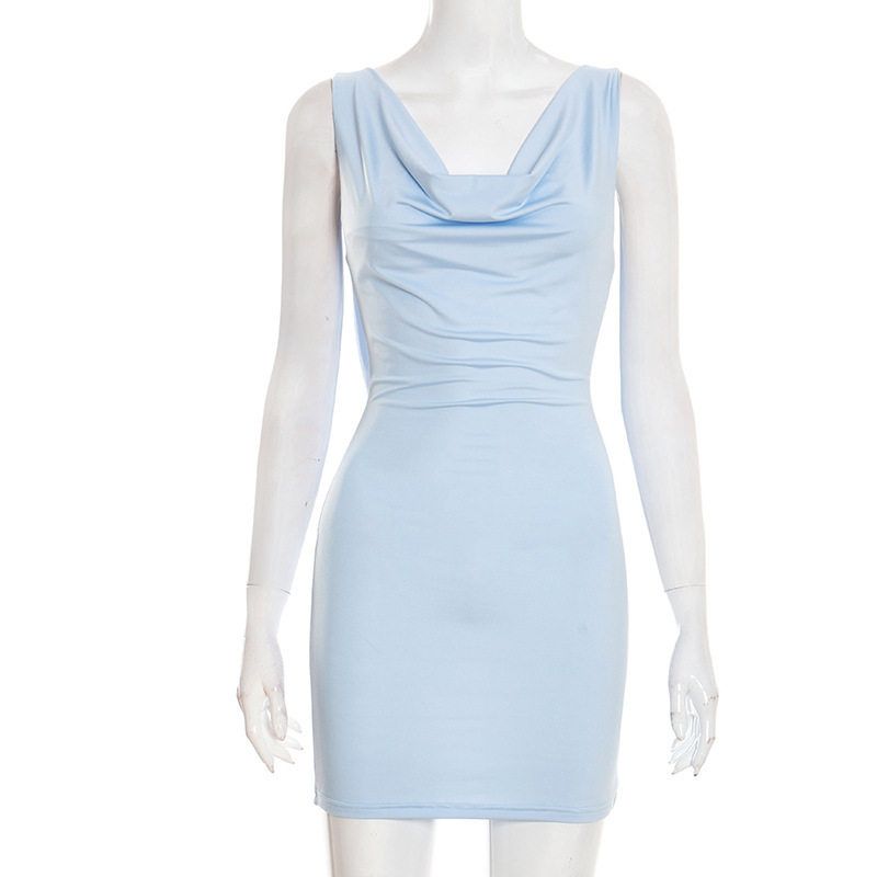 D25Ds585 European and American Women s Fashion Summer New Solid Color Casual Slim Fit Chain-Decorated Backless Swing-Neck Sleeveless Dress Blue M
D25Ds585 European and American Women s Fashion Summer New Solid Color Casual Slim Fit Chain-Decorated Backless Swing-Neck Sleeveless Dress Blue M