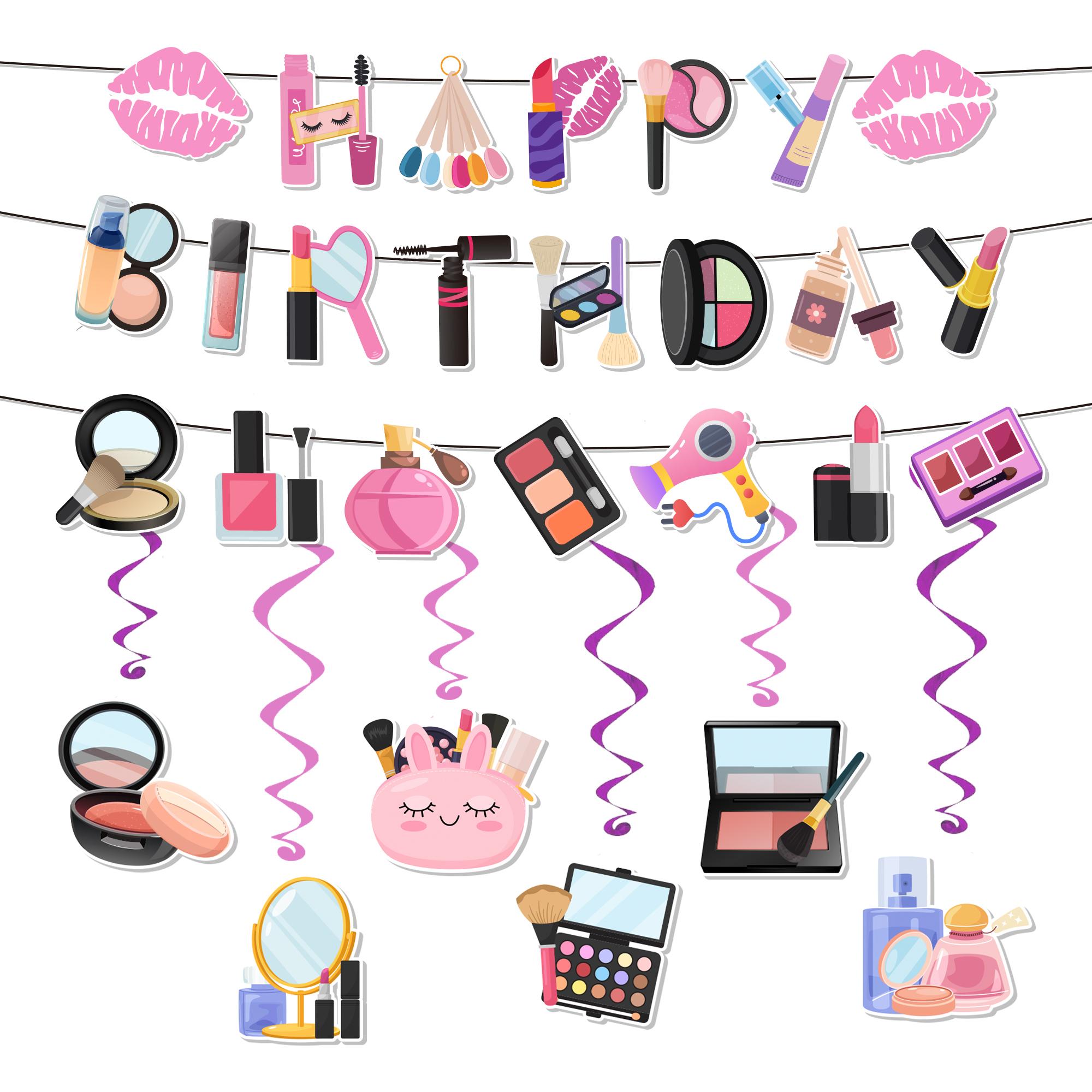 Makeup Birthday Party Decorations Banner With Spiral Decoration Set - Birthday Banner Spa Party Hanging Paper Decorations for Girls Women Makeup Party As shown in the picture рожевий
Makeup Birthday Party Decorations Banner With Spiral Decoration Set - Birthday Banner Spa Party Hanging Paper Decorations for Girls Women Makeup Party As shown in the picture рожевий