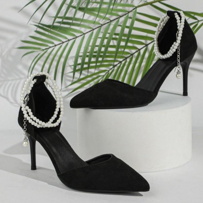 Summer New Pointed High-heeled Sandals Shoes for Women, Red Suede Pearl Straight Buckle with Thin Heels Shoes Women 43 чорний
Summer New Pointed High-heeled Sandals Shoes for Women, Red Suede Pearl Straight Buckle with Thin Heels Shoes Women 43 чорний