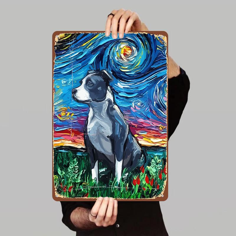 Van Gogh Starry Night Style American Bulldog Metal Tin Sign Home Decor Living Room Bedroom Wall Art Painting 7.9x11.8In(20x30cm)
Van Gogh Starry Night Style American Bulldog Metal Tin Sign Home Decor Living Room Bedroom Wall Art Painting 7.9x11.8In(20x30cm)