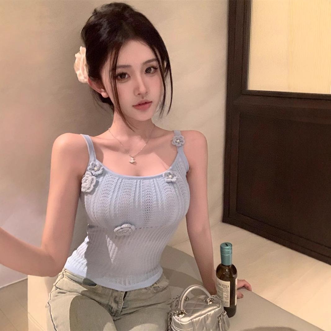 French 3D Flower Knit Camisole Vest - Women s Sleeveless Outerwear Top for Layering One size (up to 125 jin) синий
French 3D Flower Knit Camisole Vest - Women s Sleeveless Outerwear Top for Layering One size (up to 125 jin) синий