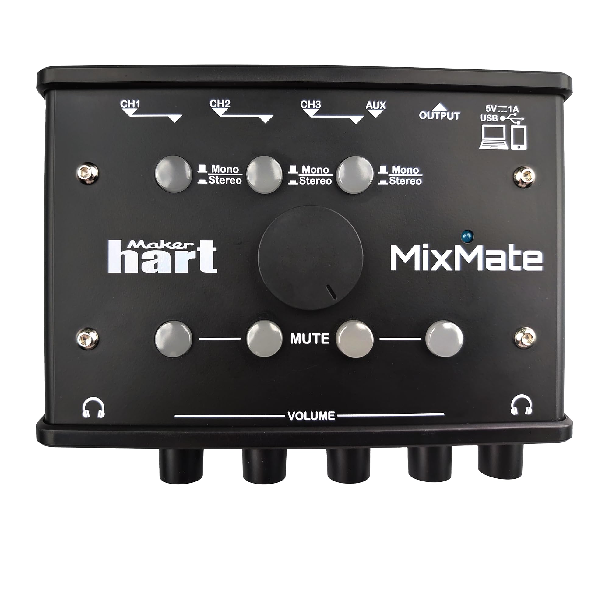 Maker hart MixMate 4 Channel Music Audio Mixer Compact 4 Channel Stereo Mixer with USB Audio Output
Maker hart MixMate 4 Channel Music Audio Mixer Compact 4 Channel Stereo Mixer with USB Audio Output