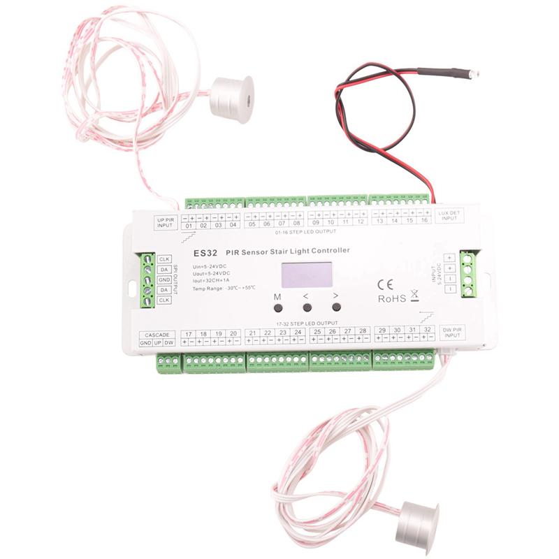 A34R 2X 32CH ES32 PIR Sensor Stair Light Controller Human Body Infrared Inductive Switch Stair Lamp Control For Single Color
A34R 2X 32CH ES32 PIR Sensor Stair Light Controller Human Body Infrared Inductive Switch Stair Lamp Control For Single Color