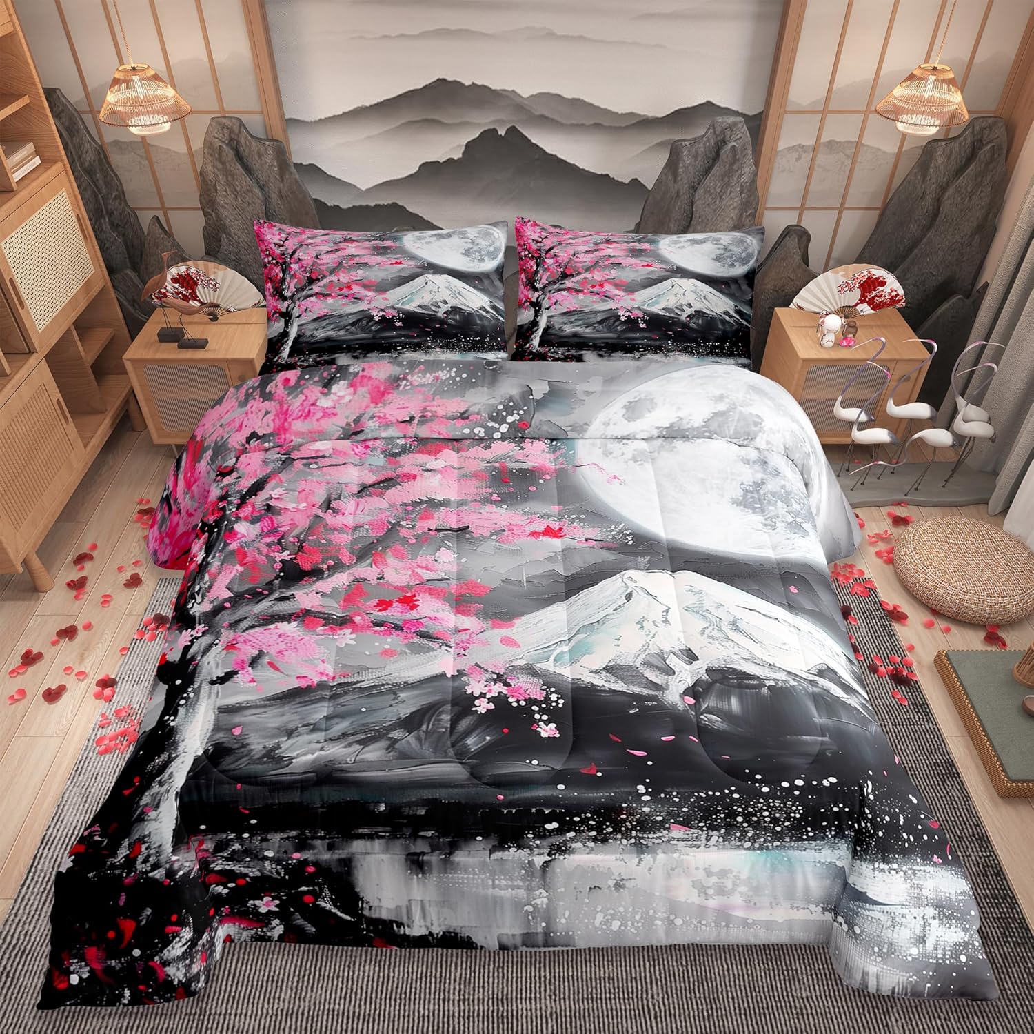 Японський набір Укійое Розмір Квін Пейзаж гори Фудзі Набір ковдри для жінок підлітків чоловіків Домашній декор для кімнати Рожеві квіти сакури Дерево EU Single(135*200cm)3pcs
Японський набір Укійое Розмір Квін Пейзаж гори Фудзі Набір ковдри для жінок підлітків чоловіків Домашній декор для кімнати Рожеві квіти сакури Дерево EU Single(135*200cm)3pcs