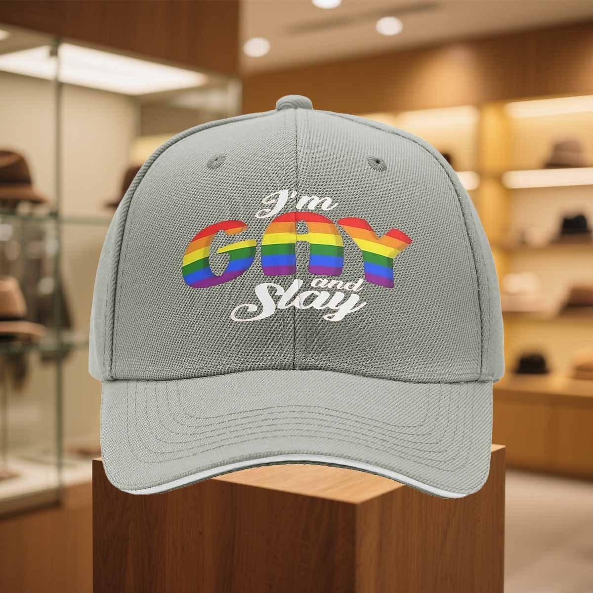 Im Gay and Slay Pride Rainbow Print Baseball Cap Adjustable Polyester Casual Outdoor Cap One Size
Im Gay and Slay Pride Rainbow Print Baseball Cap Adjustable Polyester Casual Outdoor Cap One Size