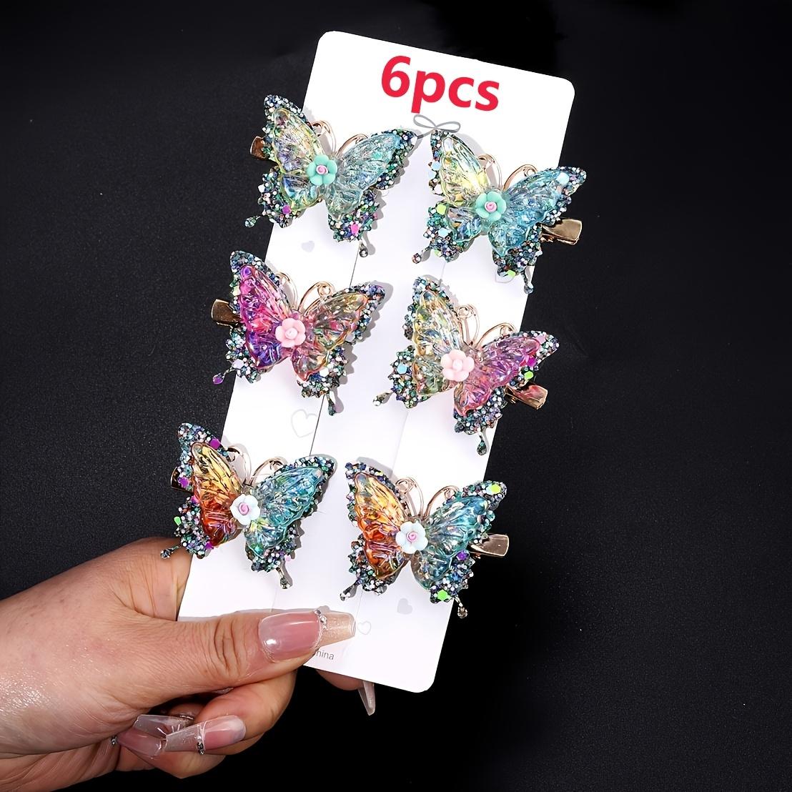 6Pcs Luxury Shiny Sequin Butterfly Hair Clips, double-layer acrylic Y2K style. Butterfly small flower colors random.
6Pcs Luxury Shiny Sequin Butterfly Hair Clips, double-layer acrylic Y2K style. Butterfly small flower colors random.