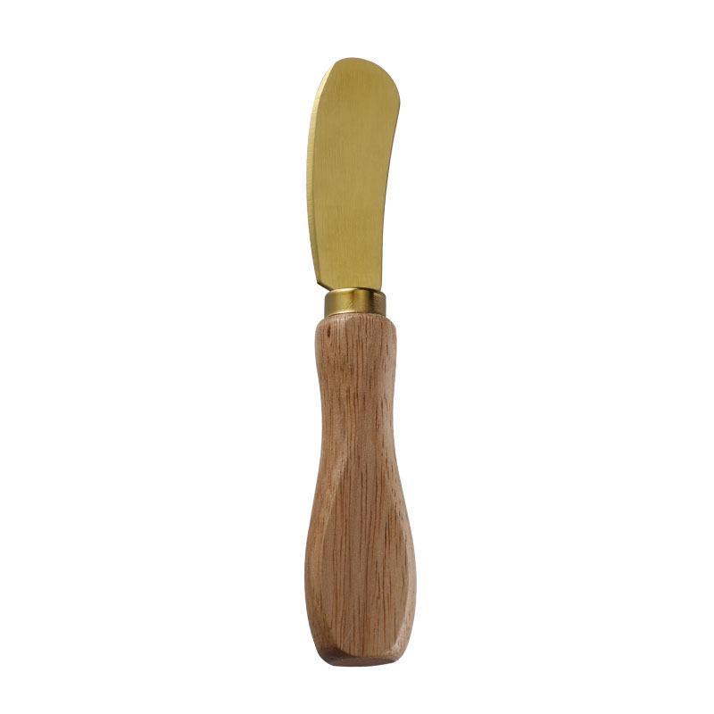 Golden Stainless Steel Cheese Knife with Rubber Wood Handle - Includes Cheese Fork, Spoon, Shovel, and Cream Spreader
Golden Stainless Steel Cheese Knife with Rubber Wood Handle - Includes Cheese Fork, Spoon, Shovel, and Cream Spreader