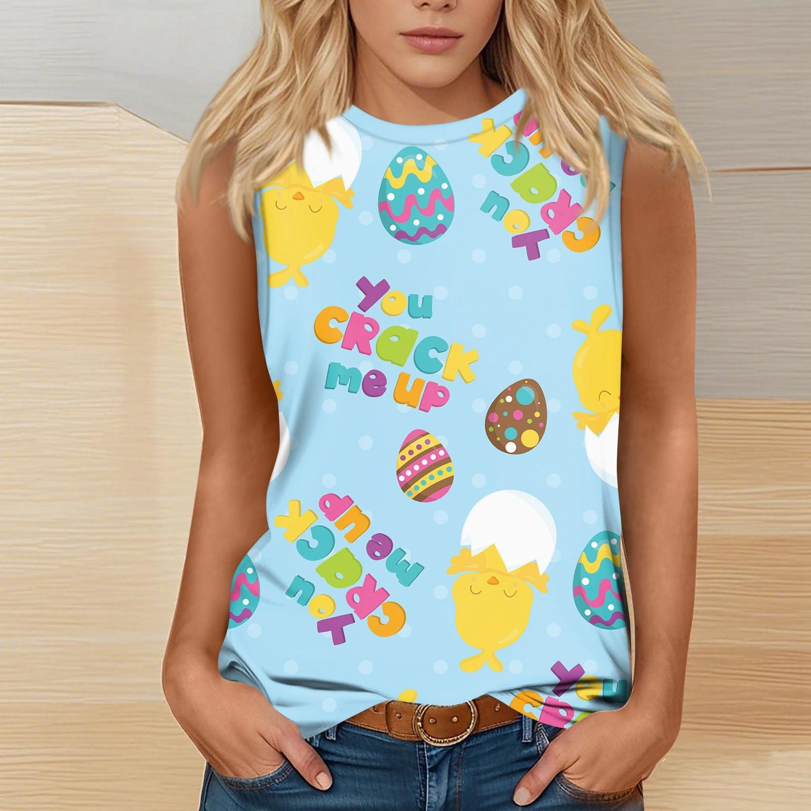 Женская мода повседневная пасхальная футболка с круглым вырезом без рукавов S
Женская мода повседневная пасхальная футболка с круглым вырезом без рукавов S