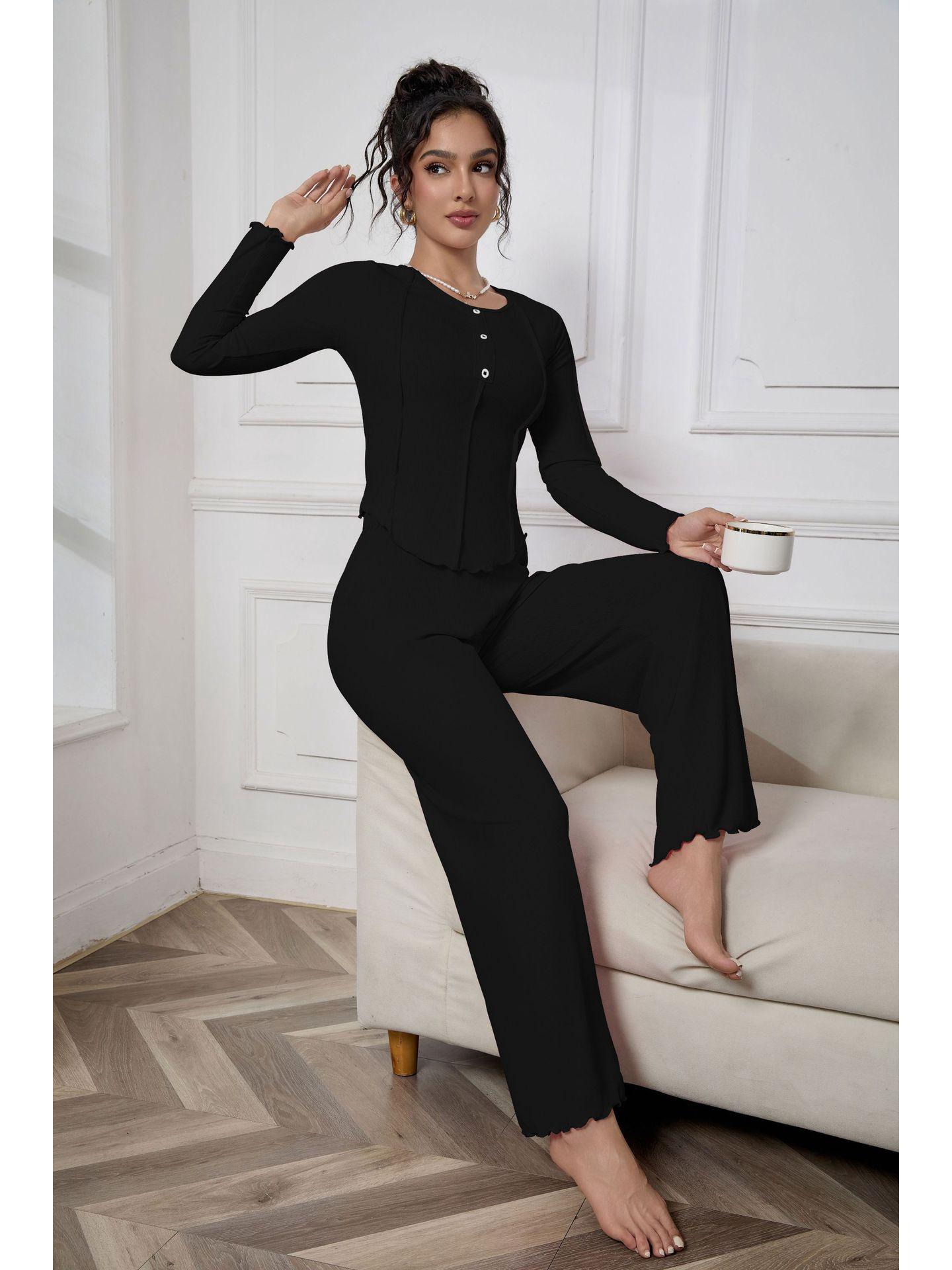 Женский пижамный комплект в рубчик – Лонгслив и брюки, Разноцветный, Повседневная мода Small чёрный
Женский пижамный комплект в рубчик – Лонгслив и брюки, Разноцветный, Повседневная мода Small чёрный