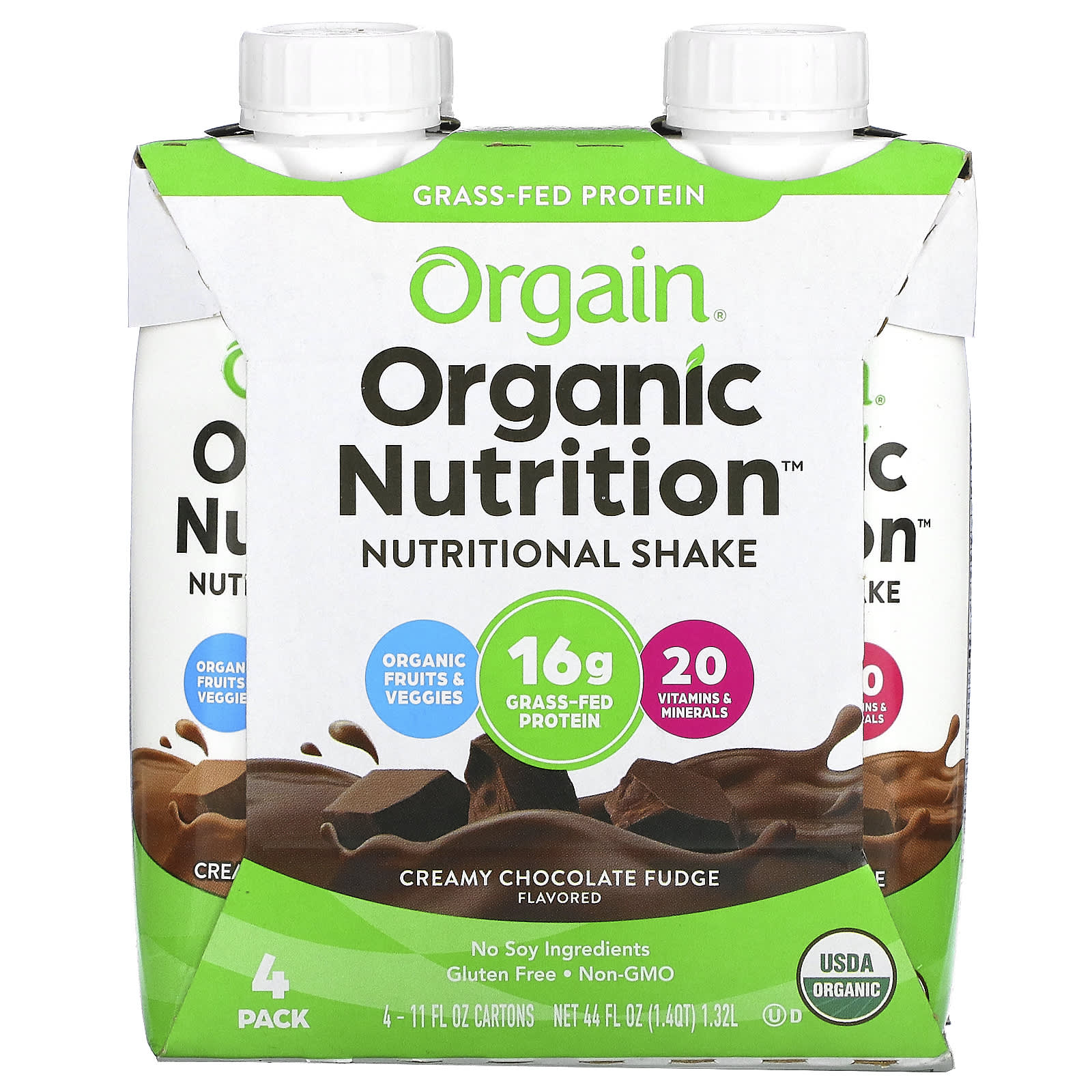 Orgain, Organic Nutrition, All-in-One Nutritional Shake, Creamy Chocolate Fudge, 4 Packs, 11 fl oz Each
Orgain, Organic Nutrition, All-in-One Nutritional Shake, Creamy Chocolate Fudge, 4 Packs, 11 fl oz Each