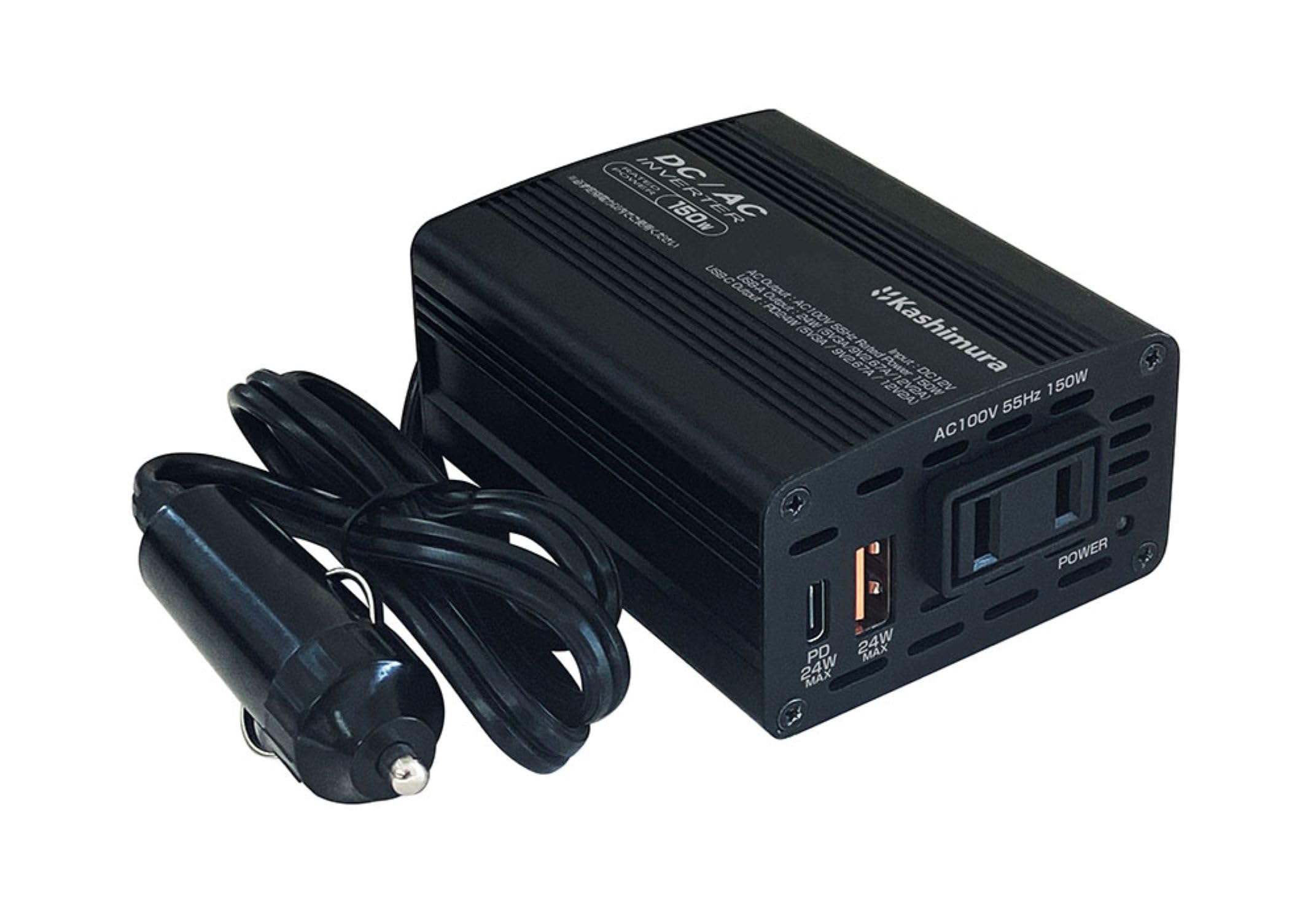 Kashimura DC/AC Inverter 150W + USB-A/USB-C, Model Number: KD-262
Kashimura DC/AC Inverter 150W + USB-A/USB-C, Model Number: KD-262