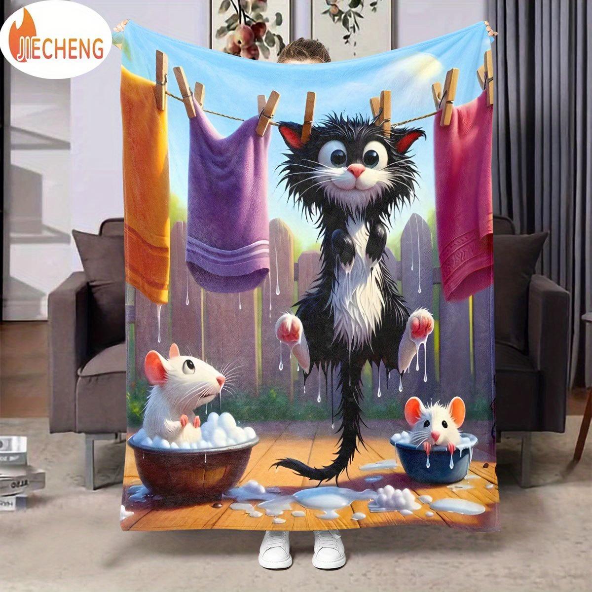 Funny cat and mouse patterns Flannel printed blanket suitable for all seasons suitable for living room office sofa and travel 75x90cm
Funny cat and mouse patterns Flannel printed blanket suitable for all seasons suitable for living room office sofa and travel 75x90cm