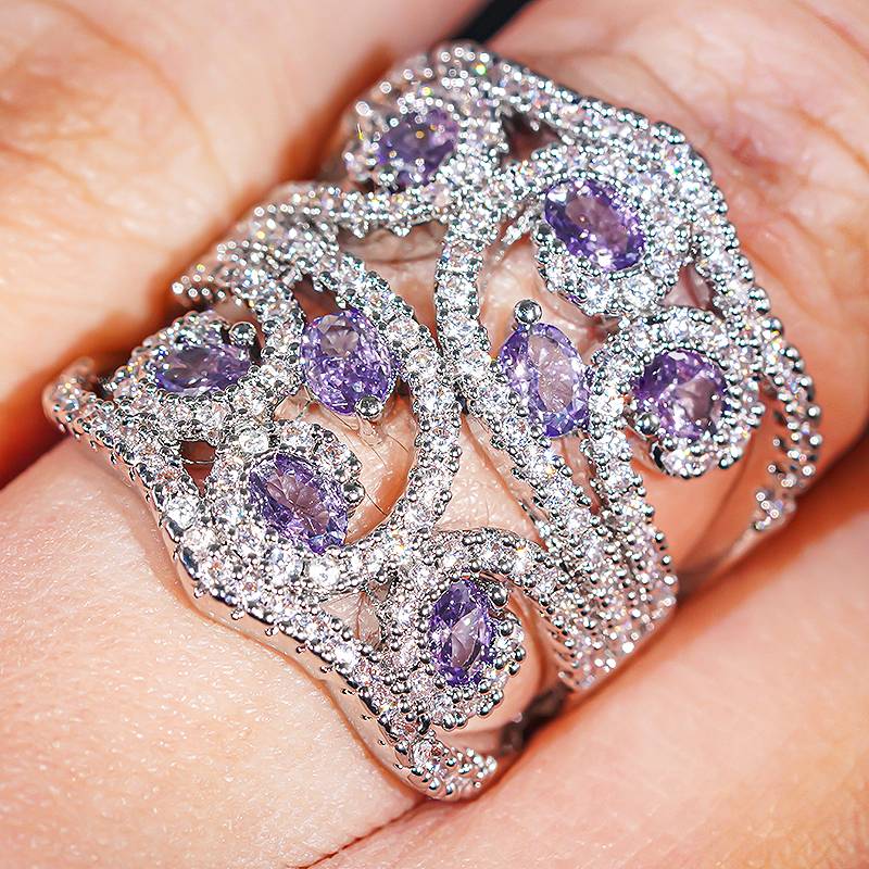 Huitan Women Ring with Bright Purple CZ Unique Design Aesthetic Female Party Engagement Luxury Finger Accessories Noble Zircon 7
Huitan Women Ring with Bright Purple CZ Unique Design Aesthetic Female Party Engagement Luxury Finger Accessories Noble Zircon 7