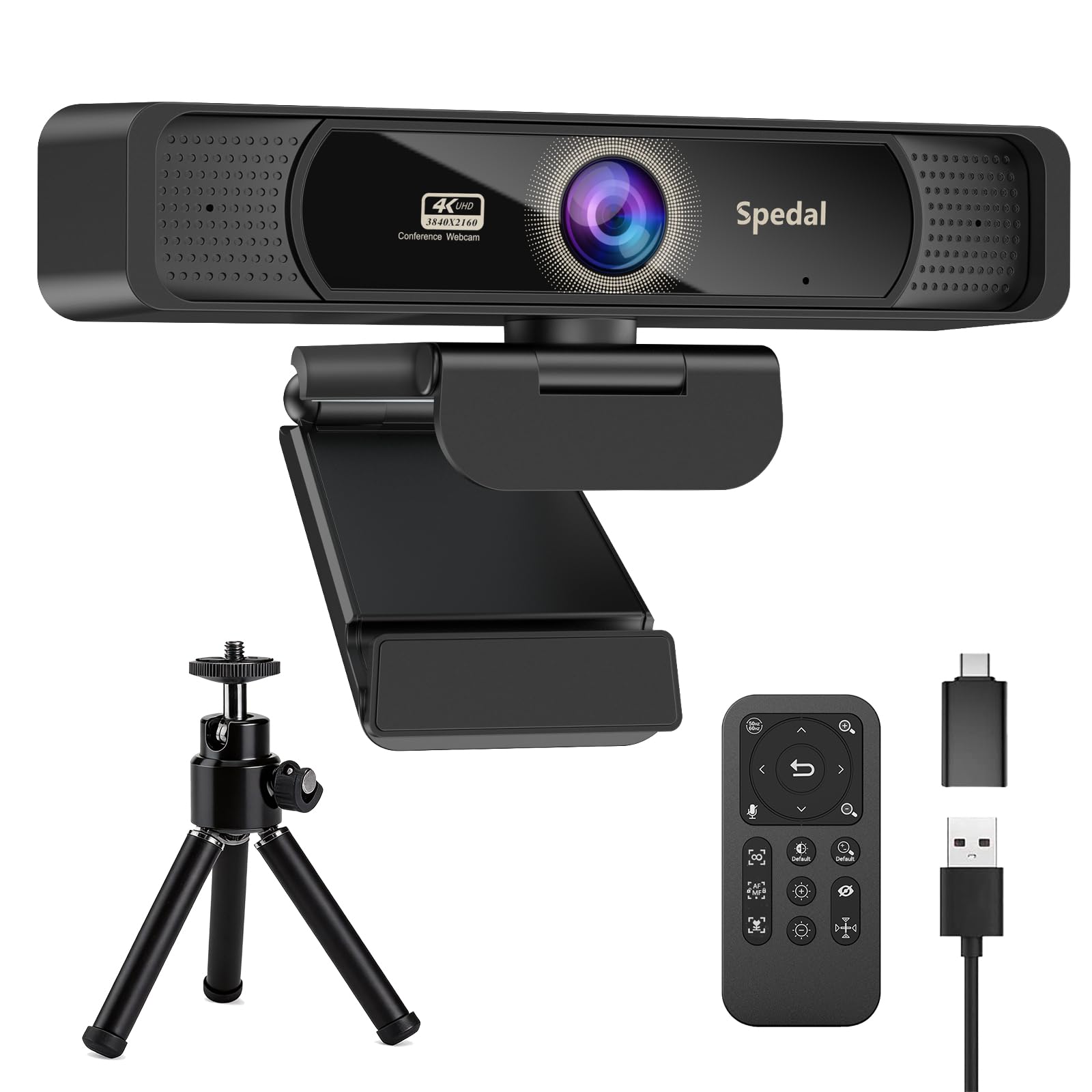 Spedal 931 4K Webcam UHD 8MP 120° Wide Angle Conference Camera Sony 1/2.8-inch Sensor 4x Zoom Remote Control & Tripod Included Built-in Microphone USB
Spedal 931 4K Webcam UHD 8MP 120° Wide Angle Conference Camera Sony 1/2.8-inch Sensor 4x Zoom Remote Control & Tripod Included Built-in Microphone USB