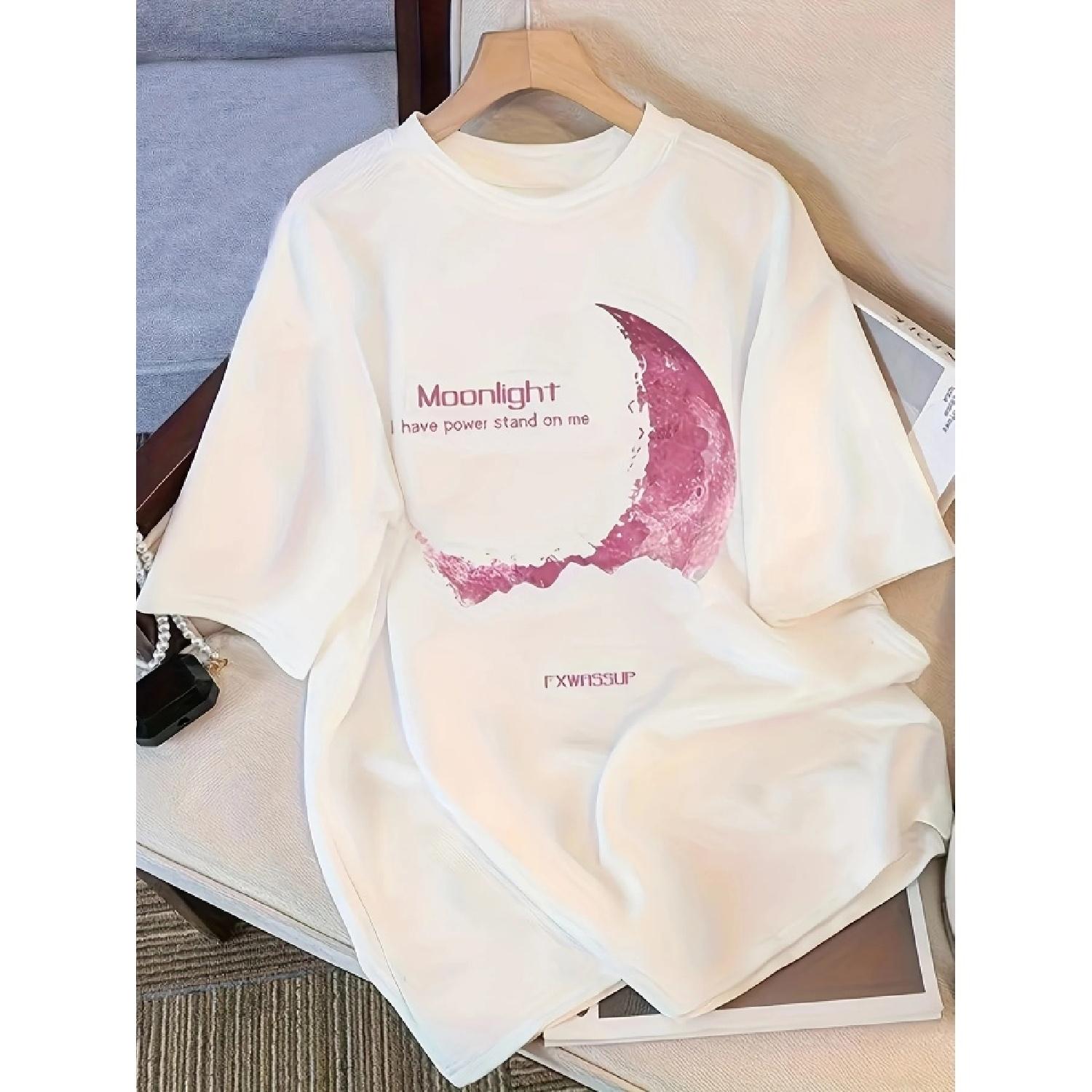 Beautiful Moonlight Printing T-Shirts Womens Summer Cotton Tops Comfortable O-Neck Oversized Short Sleeve Casual Womans Clothes XXXXXL білий
Beautiful Moonlight Printing T-Shirts Womens Summer Cotton Tops Comfortable O-Neck Oversized Short Sleeve Casual Womans Clothes XXXXXL білий