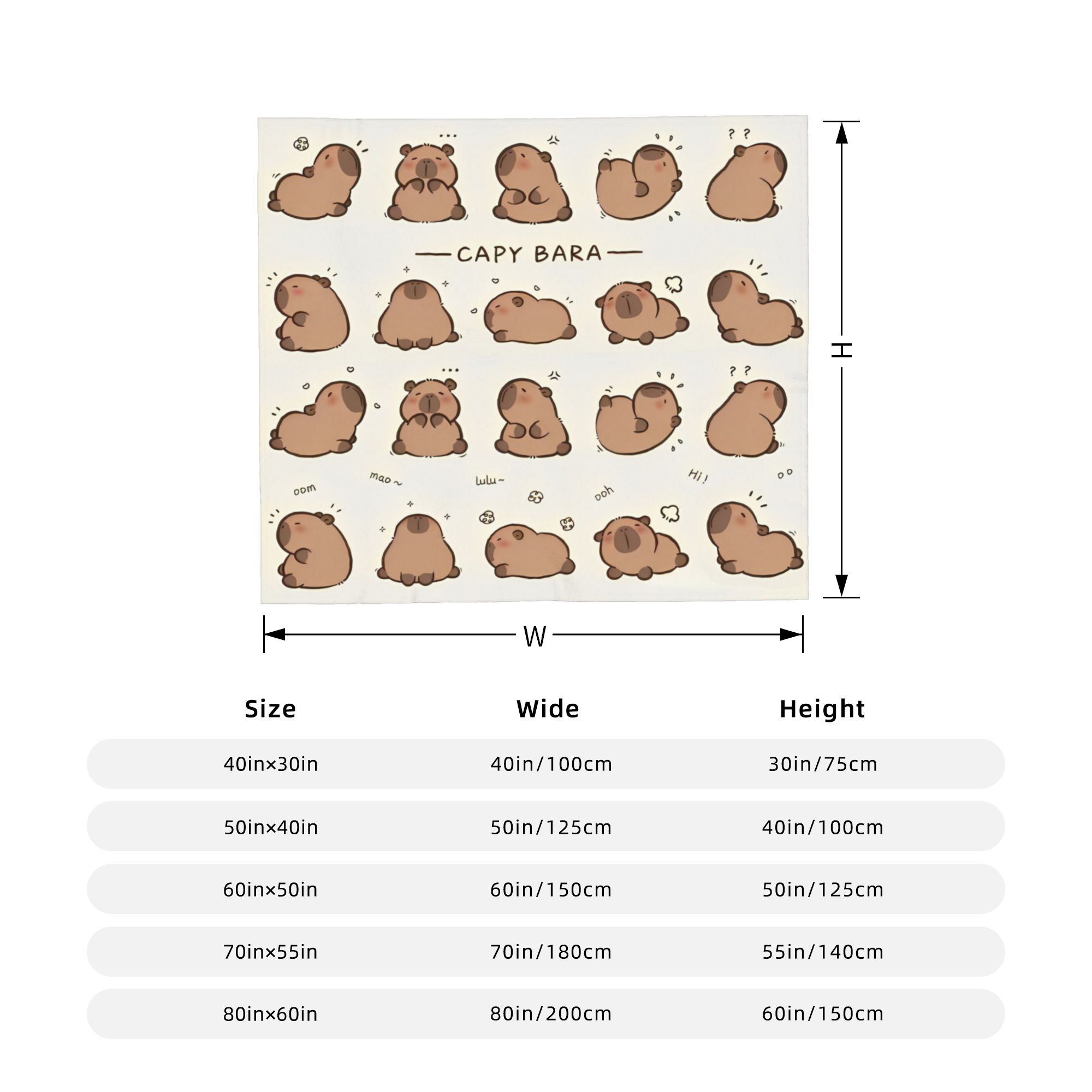 Capybara Blankets Velvet Super Warm Throw Blanket for Car Sofa Couch Bedroom Quilt 130x150cm
Capybara Blankets Velvet Super Warm Throw Blanket for Car Sofa Couch Bedroom Quilt 130x150cm