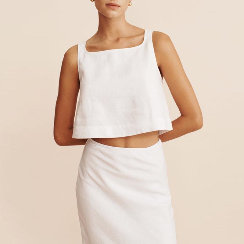 European & American Style Pure Linen Square Neck Sleeveless Crop Top Women s Summer Vest Large
European & American Style Pure Linen Square Neck Sleeveless Crop Top Women s Summer Vest Large