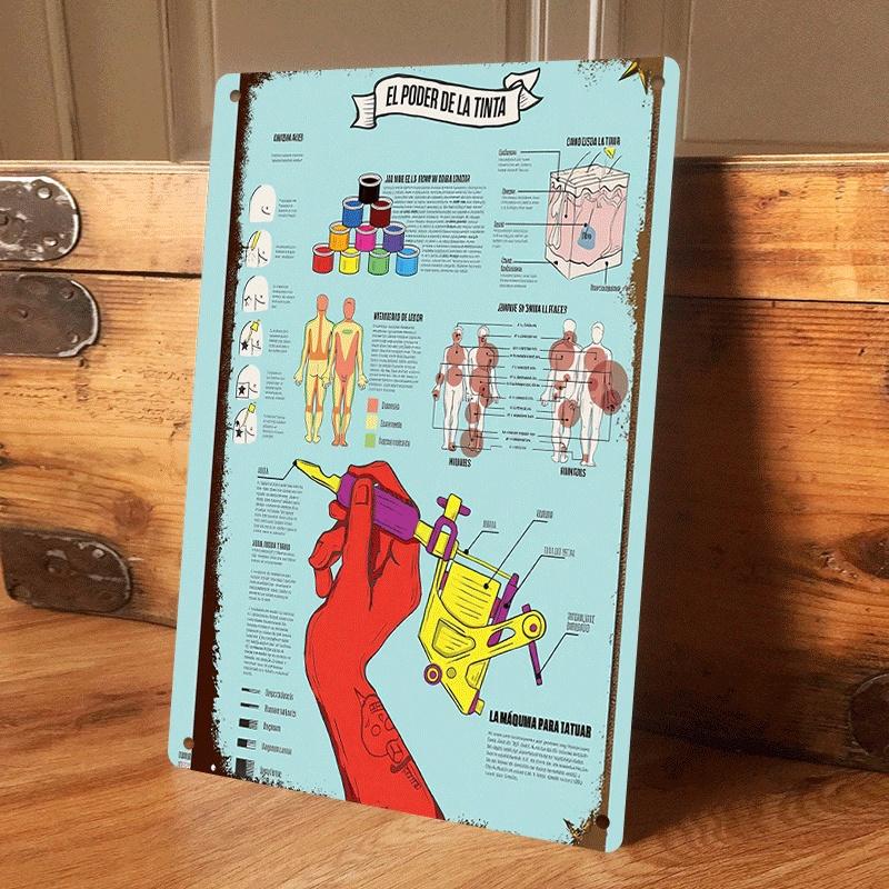 1 item: Retro-style tattoo culture tinplate hanging plaque, home wall decoration art poster, including tattoo knowledge illustra (as the picture,20x30cm)
1 item: Retro-style tattoo culture tinplate hanging plaque, home wall decoration art poster, including tattoo knowledge illustra (as the picture,20x30cm)