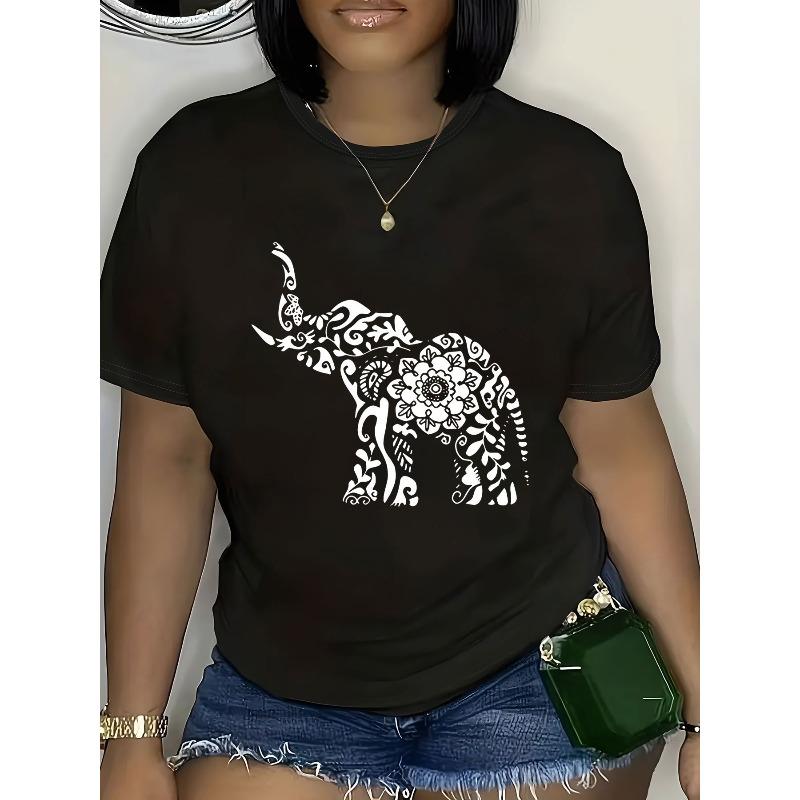 Women Black White Elephant Floral Print T-Shirt Mandala Design Crew Neck Short Sleeve Relaxed Fit Breathable All-Season Indian-Inspired Casual Top 4XL чорний
Women Black White Elephant Floral Print T-Shirt Mandala Design Crew Neck Short Sleeve Relaxed Fit Breathable All-Season Indian-Inspired Casual Top 4XL чорний