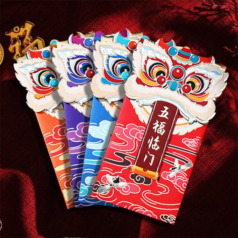 6 Упаковка Китайские красные конверты Китайский Новый год Кролик Год Счастливые деньги Конверты Красные карманы Весенний фестиваль Hong Bao Конверты