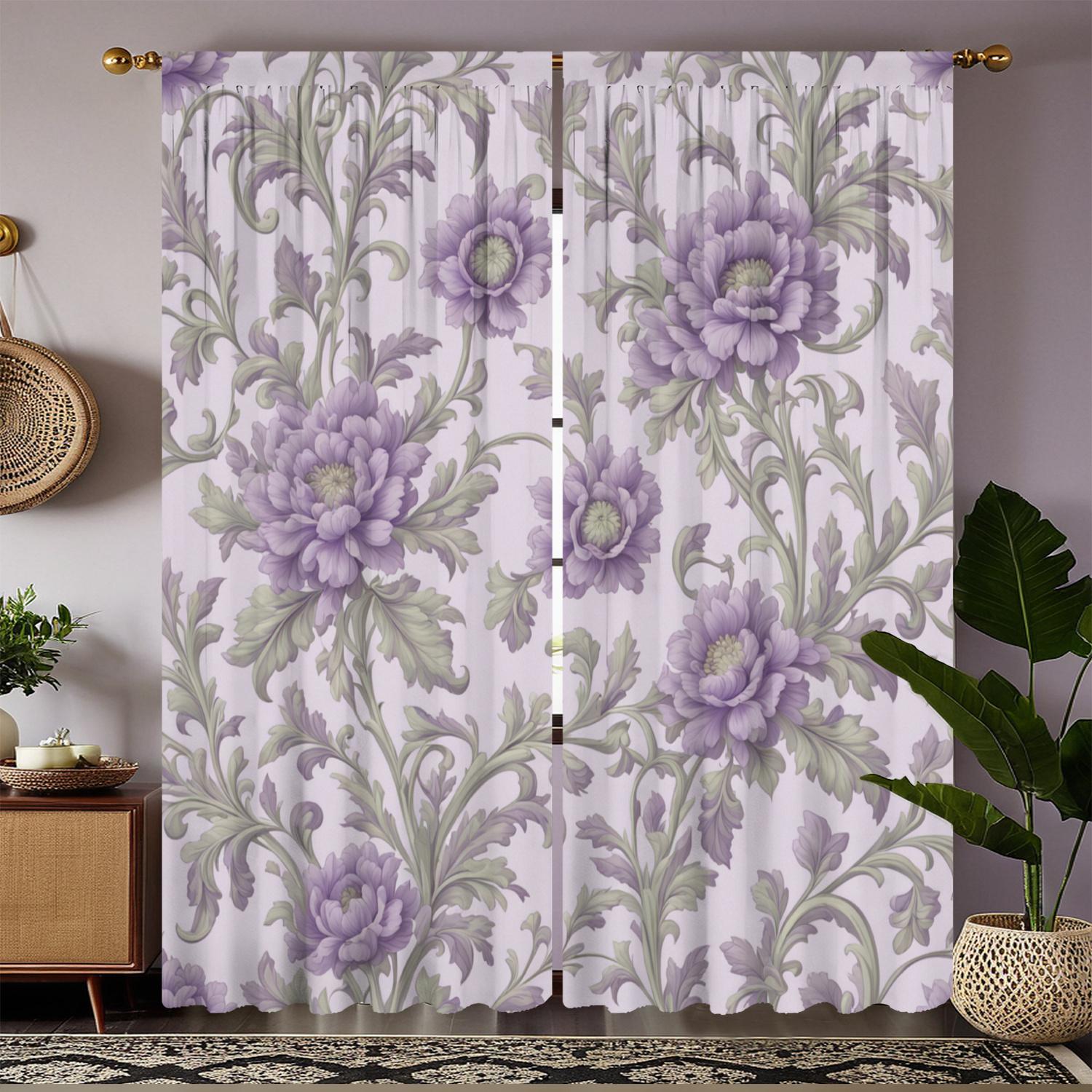 Lavender Floral Print Curtains Polyester Fabric Suitable Bedroom Living Room Decoration Curtain Made Of Washable Area Ready W100*H70(CM)-Grommet top&2PCS
Lavender Floral Print Curtains Polyester Fabric Suitable Bedroom Living Room Decoration Curtain Made Of Washable Area Ready W100*H70(CM)-Grommet top&2PCS