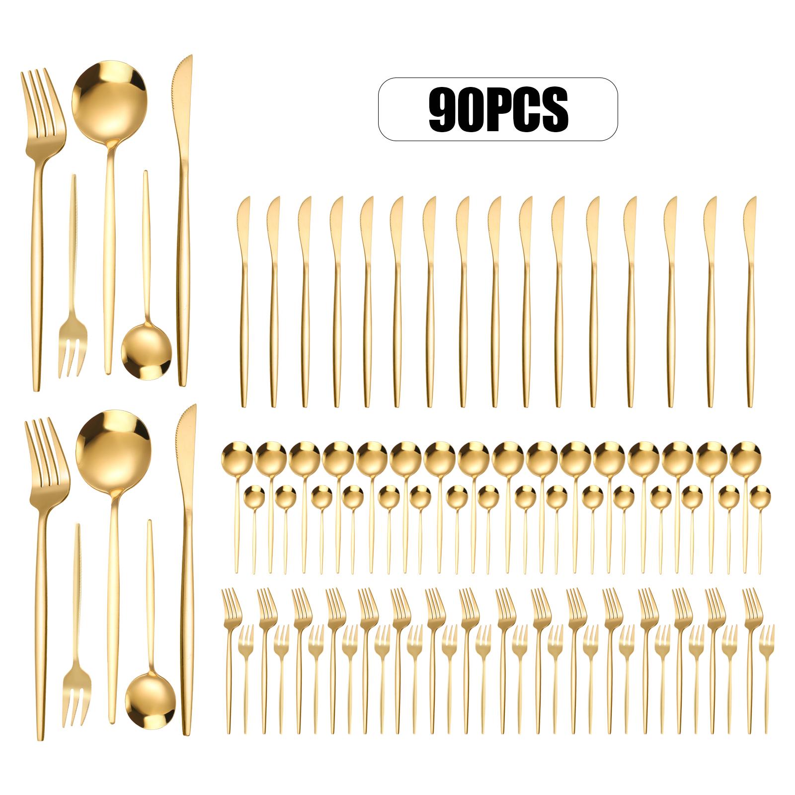 90Pcs Gold Stainless Steel Silverware - Heavy Duty Cutlery, 420 Stainless Steel Tableware Set for Wedding, Buffets, Restaurants золотий
90Pcs Gold Stainless Steel Silverware - Heavy Duty Cutlery, 420 Stainless Steel Tableware Set for Wedding, Buffets, Restaurants золотий