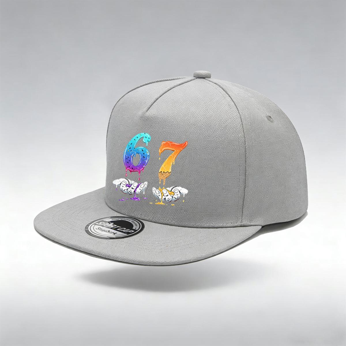 1/2PC Flat Brim Snapback Hat, Breathable, Melting Ice Cream 67 Print, Dopamine Streetwear for Men Women сірий
1/2PC Flat Brim Snapback Hat, Breathable, Melting Ice Cream 67 Print, Dopamine Streetwear for Men Women сірий