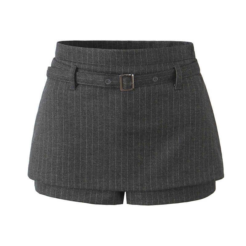 Sicilian Stylish Sexy Suit Thin Woolen Stripes Low Waist with Belt Fake Two-Piece Easiest for Match Figure Flattering Culotte Grey Stripes S
Sicilian Stylish Sexy Suit Thin Woolen Stripes Low Waist with Belt Fake Two-Piece Easiest for Match Figure Flattering Culotte Grey Stripes S