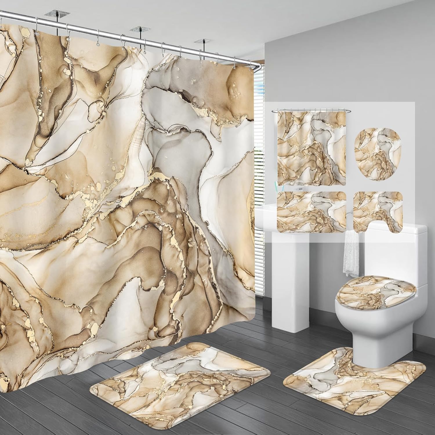 15Stlye 4Pcs Luxury Marble Bathroom Shower Curtain Set Bathroom Curtain With 12 Hooks Non Slip Rugs Toilet Cover Mat Bathroom Partition 4Pcs Set
15Stlye 4Pcs Luxury Marble Bathroom Shower Curtain Set Bathroom Curtain With 12 Hooks Non Slip Rugs Toilet Cover Mat Bathroom Partition 4Pcs Set