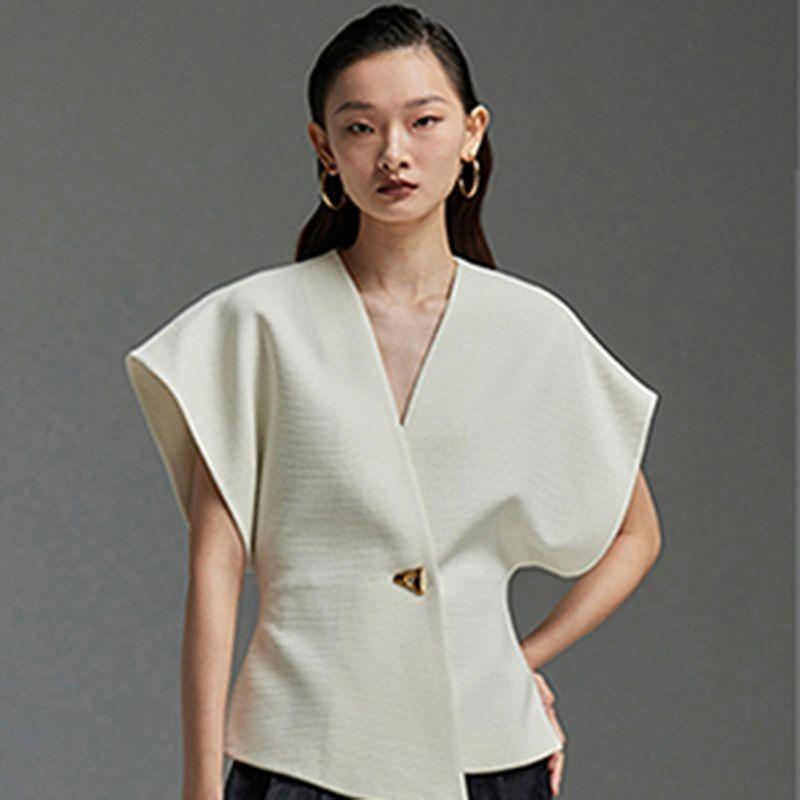 Шикарный и изысканный асимметричный жилет для женщин, модный топ во французском стиле на лето XL белый