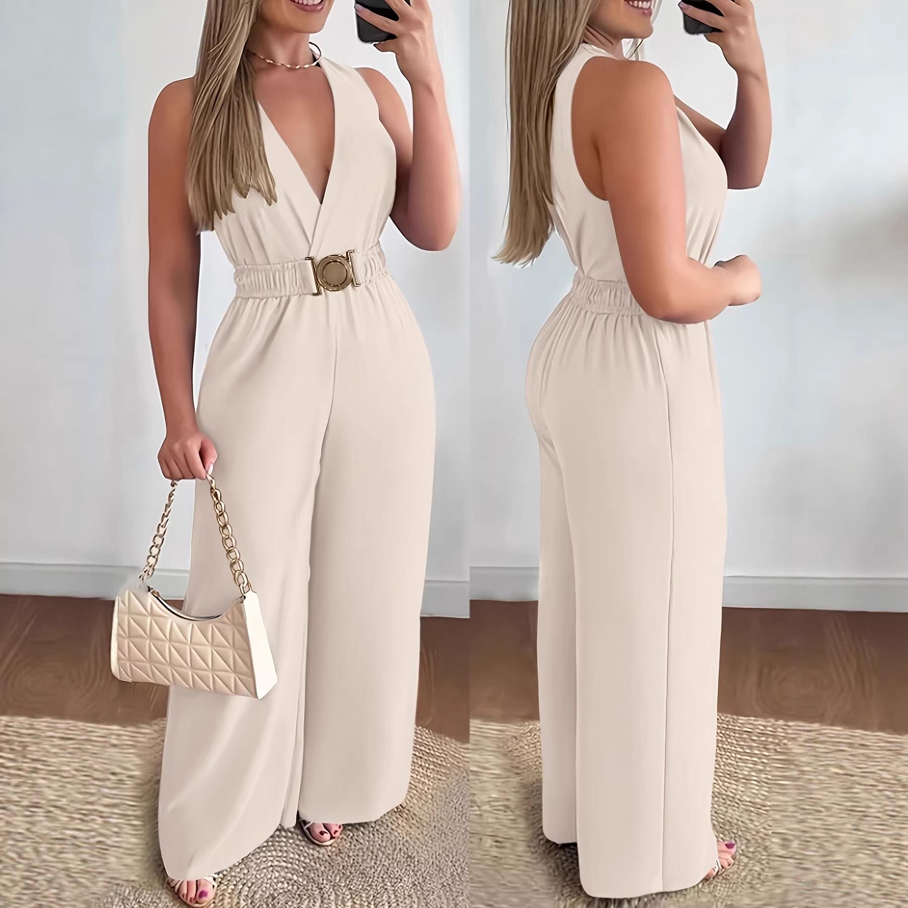 2026 Deep V-neck Sleeveless Sexy Jumpsuit With Wide Legs For Slimming And Fashionable Style XL
2026 Deep V-neck Sleeveless Sexy Jumpsuit With Wide Legs For Slimming And Fashionable Style XL