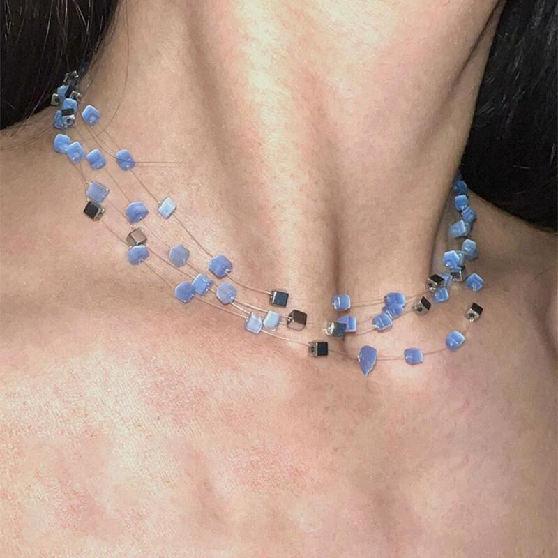Retro simple square opal necklace choker stacked collarbone chain niche fashion high-end temperament necklace
Retro simple square opal necklace choker stacked collarbone chain niche fashion high-end temperament necklace