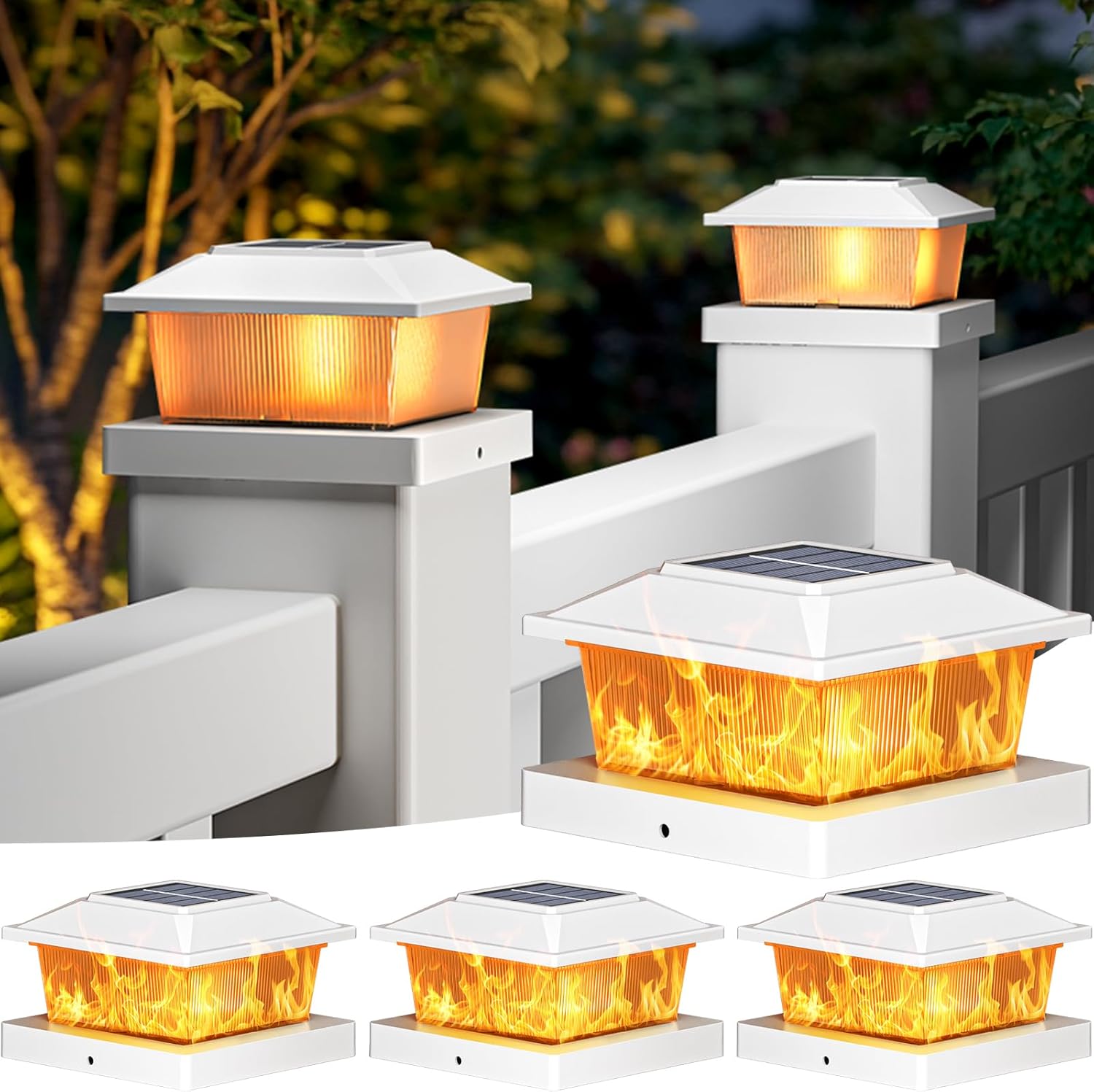 4Pcs Solar Flame Post Cap Lights Outdoor Fence Post Light Waterproof Bright Solar Lamp Outside for Deck Patio Porch Garden Decor
4Pcs Solar Flame Post Cap Lights Outdoor Fence Post Light Waterproof Bright Solar Lamp Outside for Deck Patio Porch Garden Decor