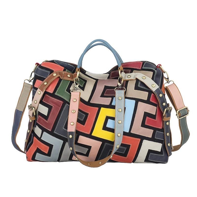 Leather Women S Bag, Ethnic Style, Geometric Pattern, Color Contrasting, Shoulder Bag, Crossbody Handbag
Leather Women S Bag, Ethnic Style, Geometric Pattern, Color Contrasting, Shoulder Bag, Crossbody Handbag