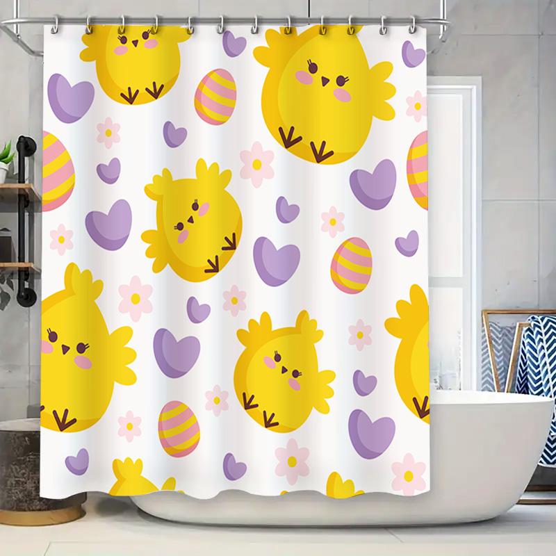 Easter Chicken Shower Curtain Yellow Chick Spring Home Decor For Bathtub Bathroom Purple Heart Floral Design (Size: 69X70In) Int W60H190(CM)-1 Pcs
Easter Chicken Shower Curtain Yellow Chick Spring Home Decor For Bathtub Bathroom Purple Heart Floral Design (Size: 69X70In) Int W60H190(CM)-1 Pcs