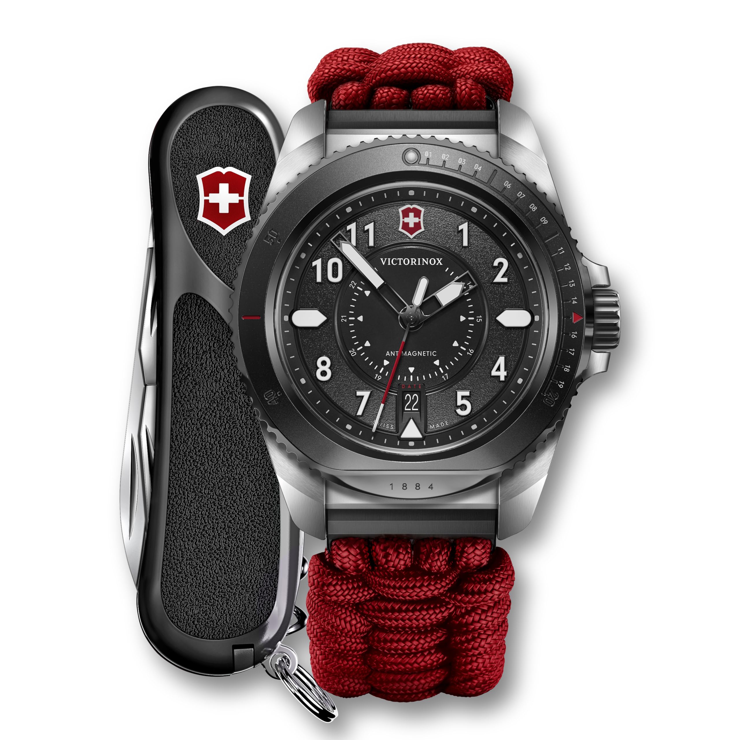 VICTORINOX JOURNEY 1884 Годинник Чорний циферблат Червоний паракордовий ремінь Аксесуар Гаманець Гумовий ремінь Кварцовий корпус з нержавіючої сталі Водонепроникний подарунок Аналоговий чоловічий
VICTORINOX JOURNEY 1884 Годинник Чорний циферблат Червоний паракордовий ремінь Аксесуар Гаманець Гумовий ремінь Кварцовий корпус з нержавіючої сталі Водонепроникний подарунок Аналоговий чоловічий