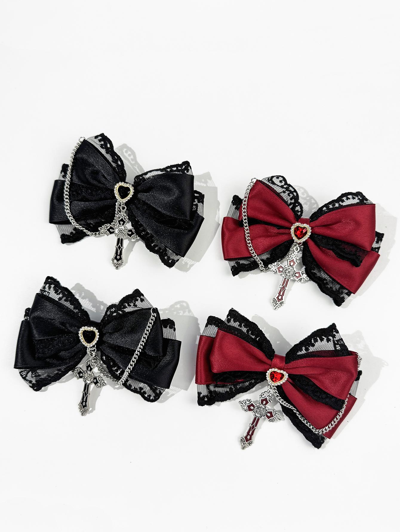 2pcs Ladies Dark Lolita Gothic Cross Bow Hair Clip Exquisite Line up Hair Accessories Hair Clip
2pcs Ladies Dark Lolita Gothic Cross Bow Hair Clip Exquisite Line up Hair Accessories Hair Clip