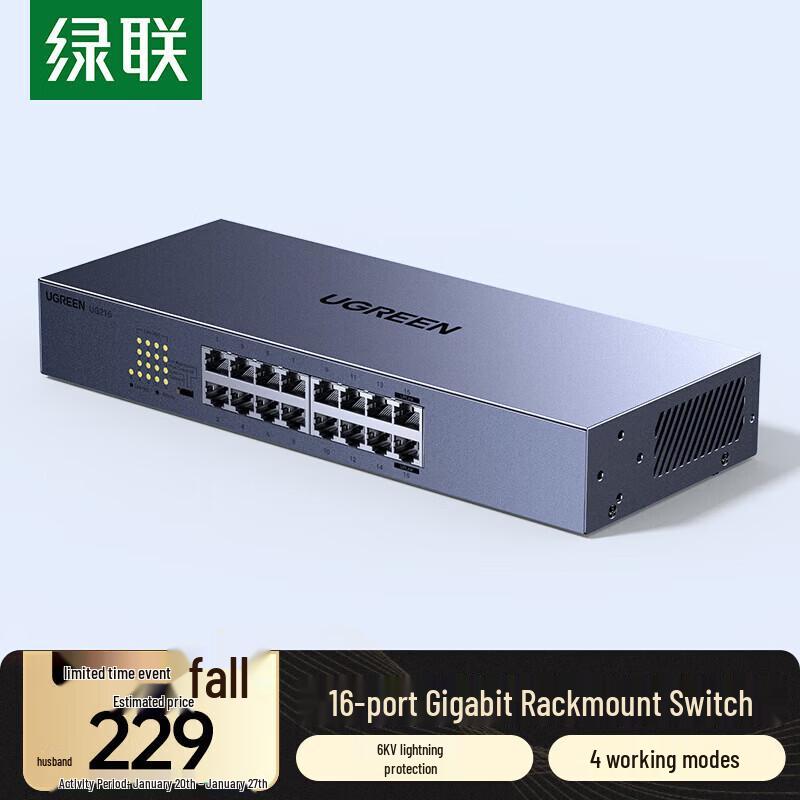 Ugreen CM939 16-Port Gigabit Rack-Mount Switch
Ugreen CM939 16-Port Gigabit Rack-Mount Switch
