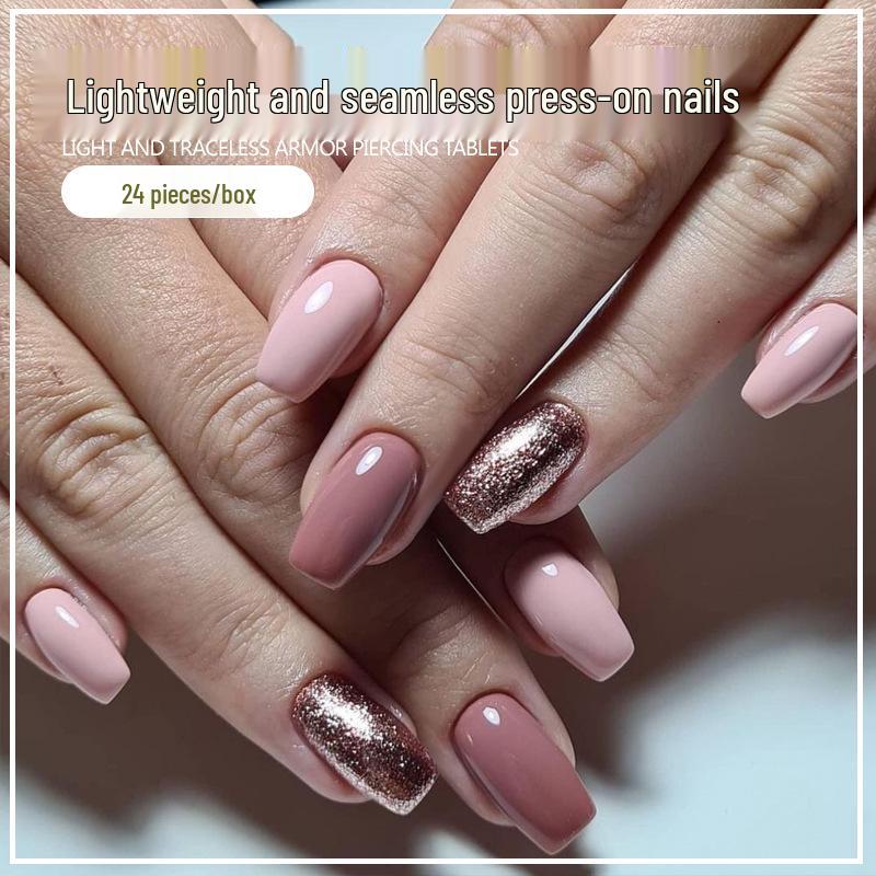 Gold Powder Color Block Nail Set: 24 Short, Wearable, Removable False Nails Phototherapy Glue Version
Gold Powder Color Block Nail Set: 24 Short, Wearable, Removable False Nails Phototherapy Glue Version